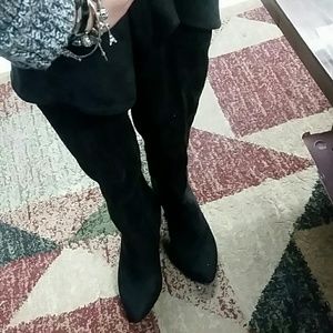 Knee high sued black boots